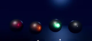 Red, orange and green shield responses remaining visible together across three adjacent Godot energy shields.